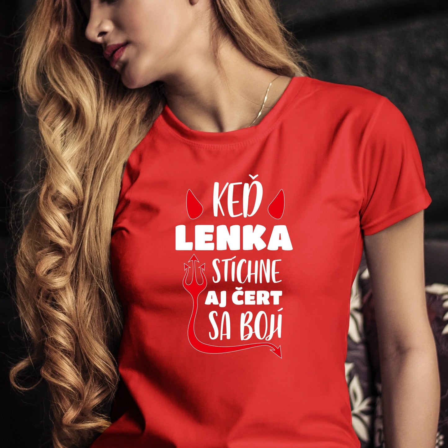 Personalizované tričko s potlačou "Keď Lenka stíchne, aj čert sa bojí" 9326.