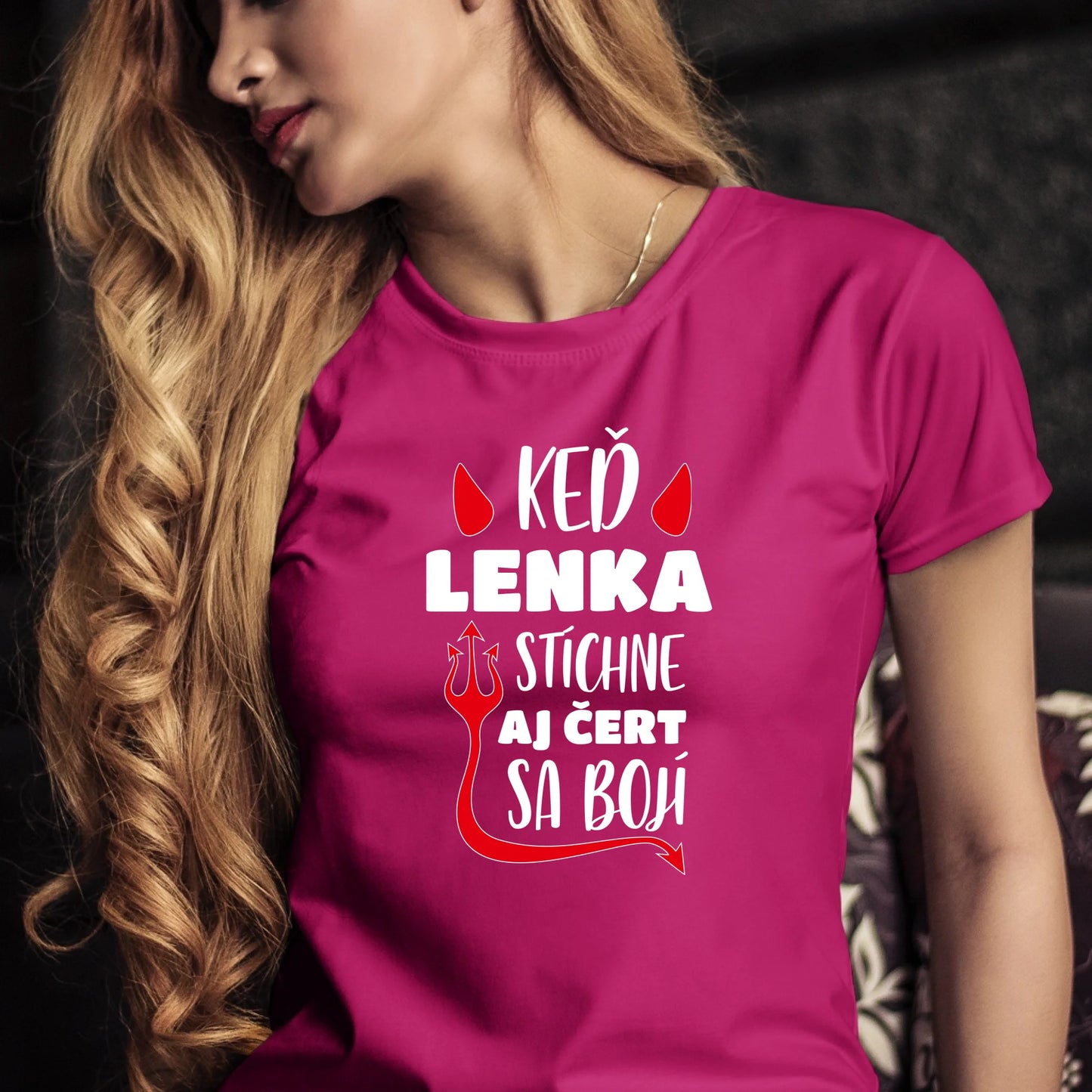 Personalizované tričko s potlačou "Keď Lenka stíchne, aj čert sa bojí" 9326.