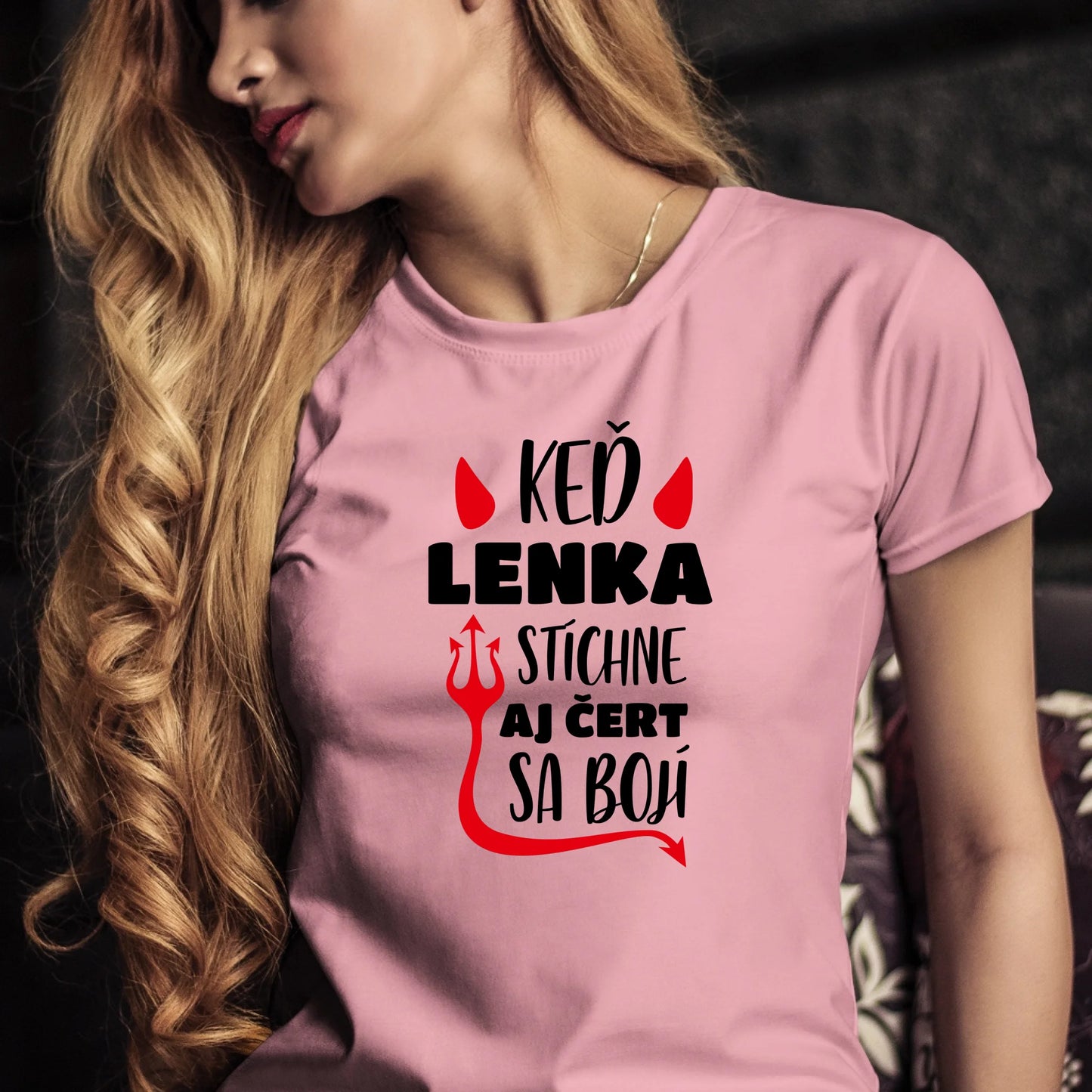 Personalizované tričko s potlačou "Keď Lenka stíchne, aj čert sa bojí" 9326.