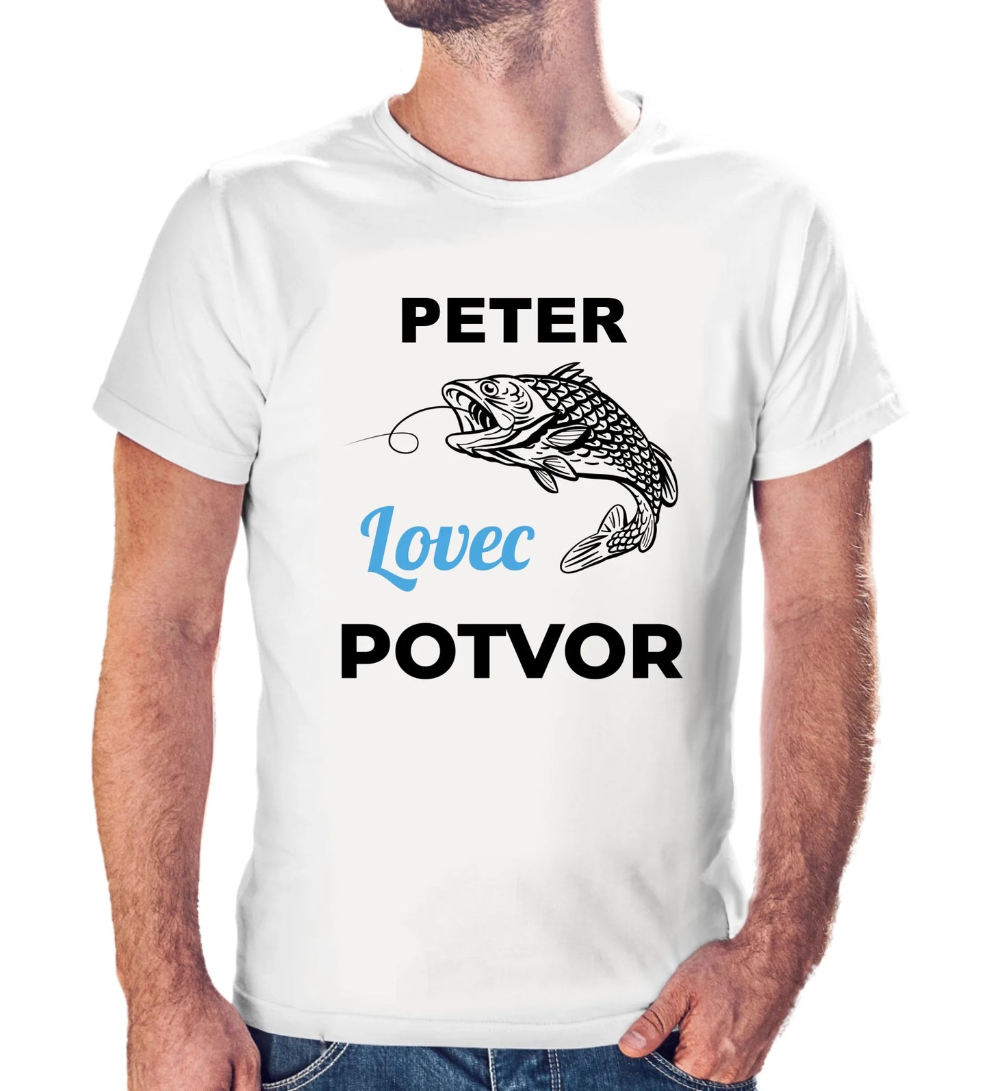 Personalizované tričko s potlačou "Peter lovec potvor" 9618.