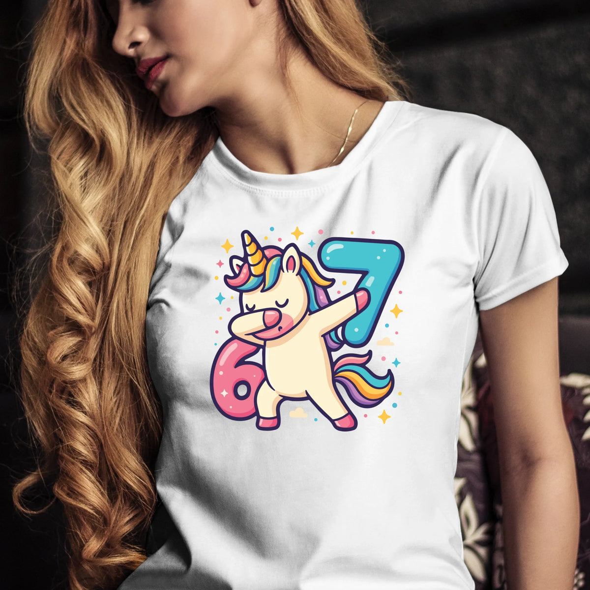 Tričko s potlačou "Six seven jednorožec" 9712.