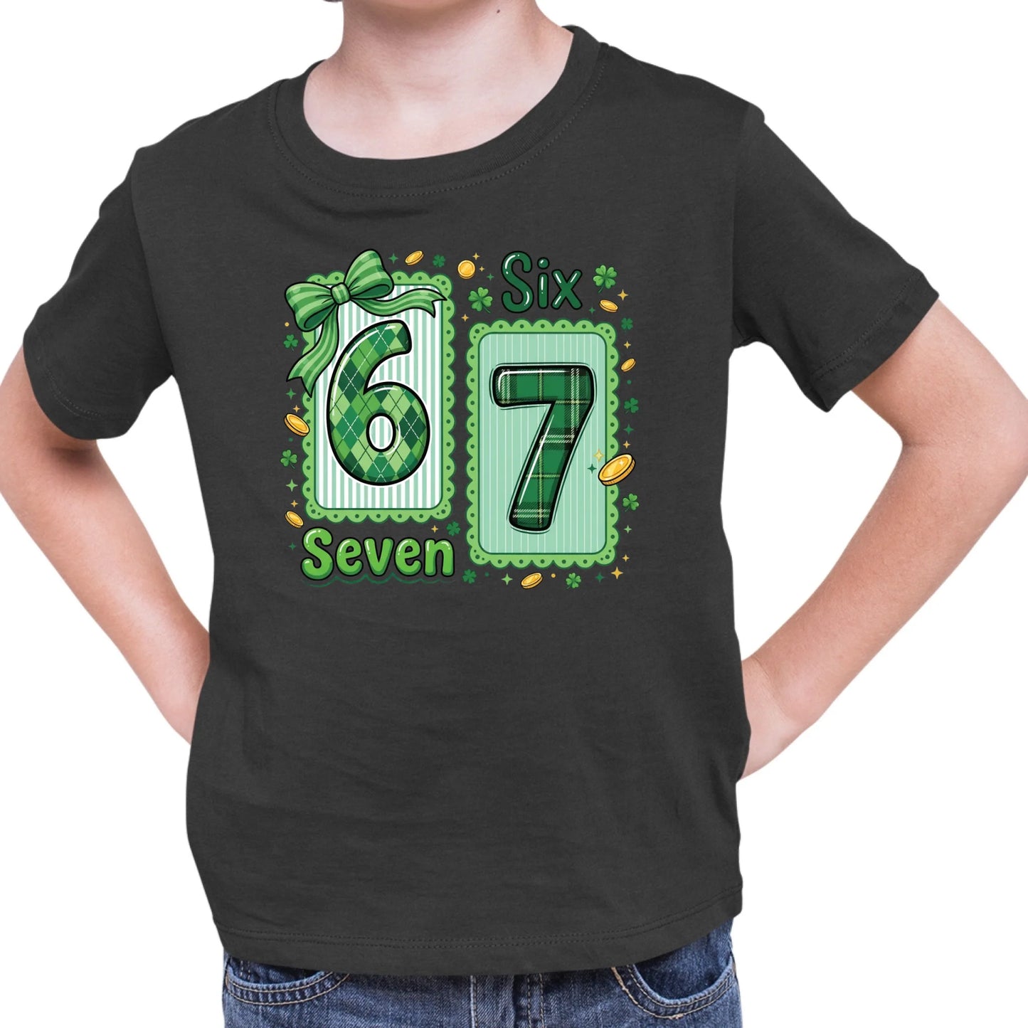 Tričko s potlačou "Six seven" 9714.