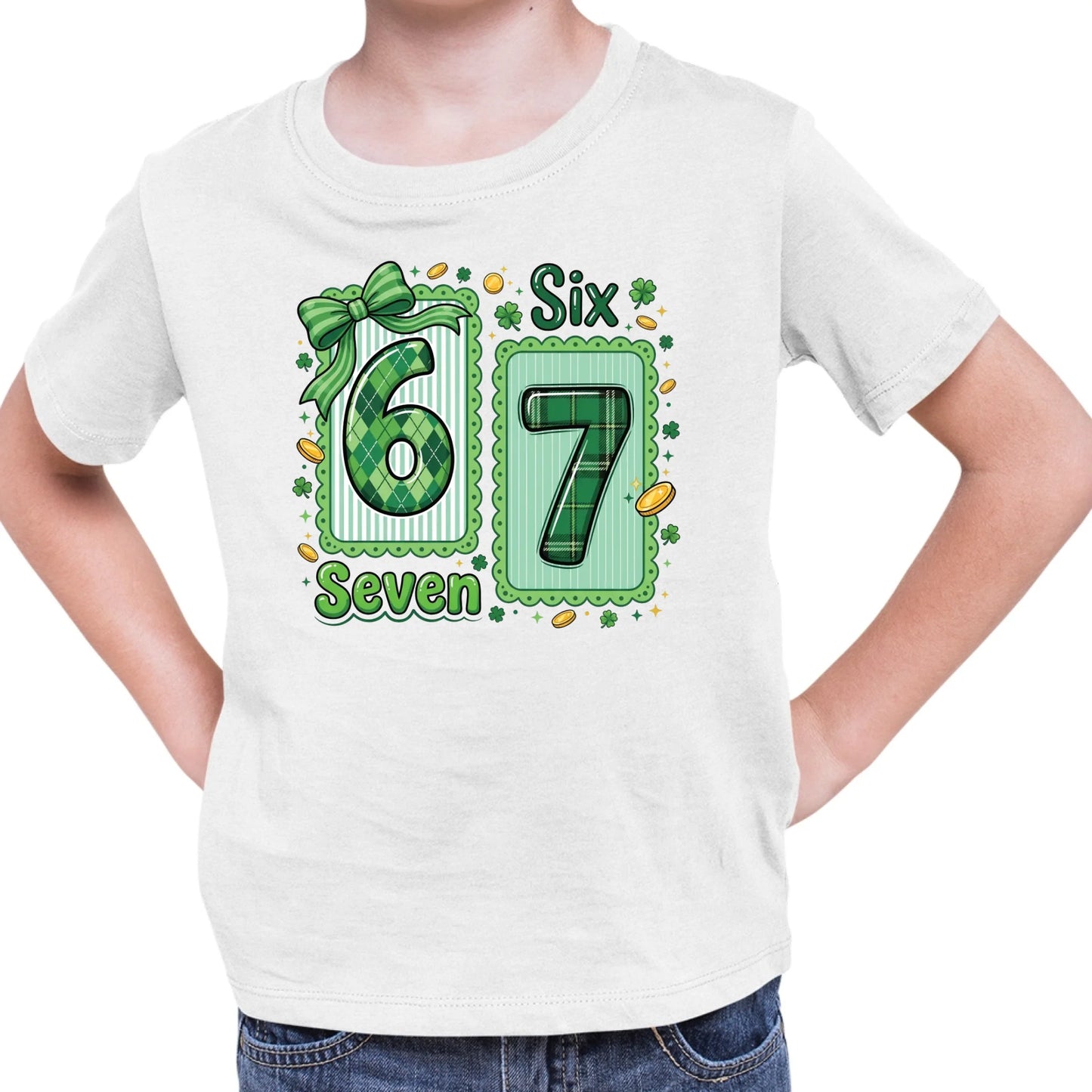 Tričko s potlačou "Six seven" 9714.