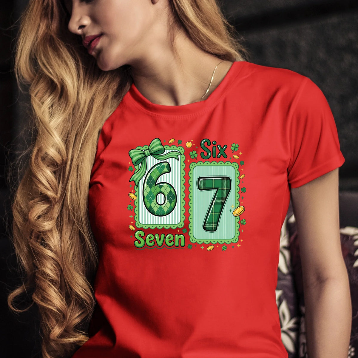 Tričko s potlačou "Six seven" 9714.