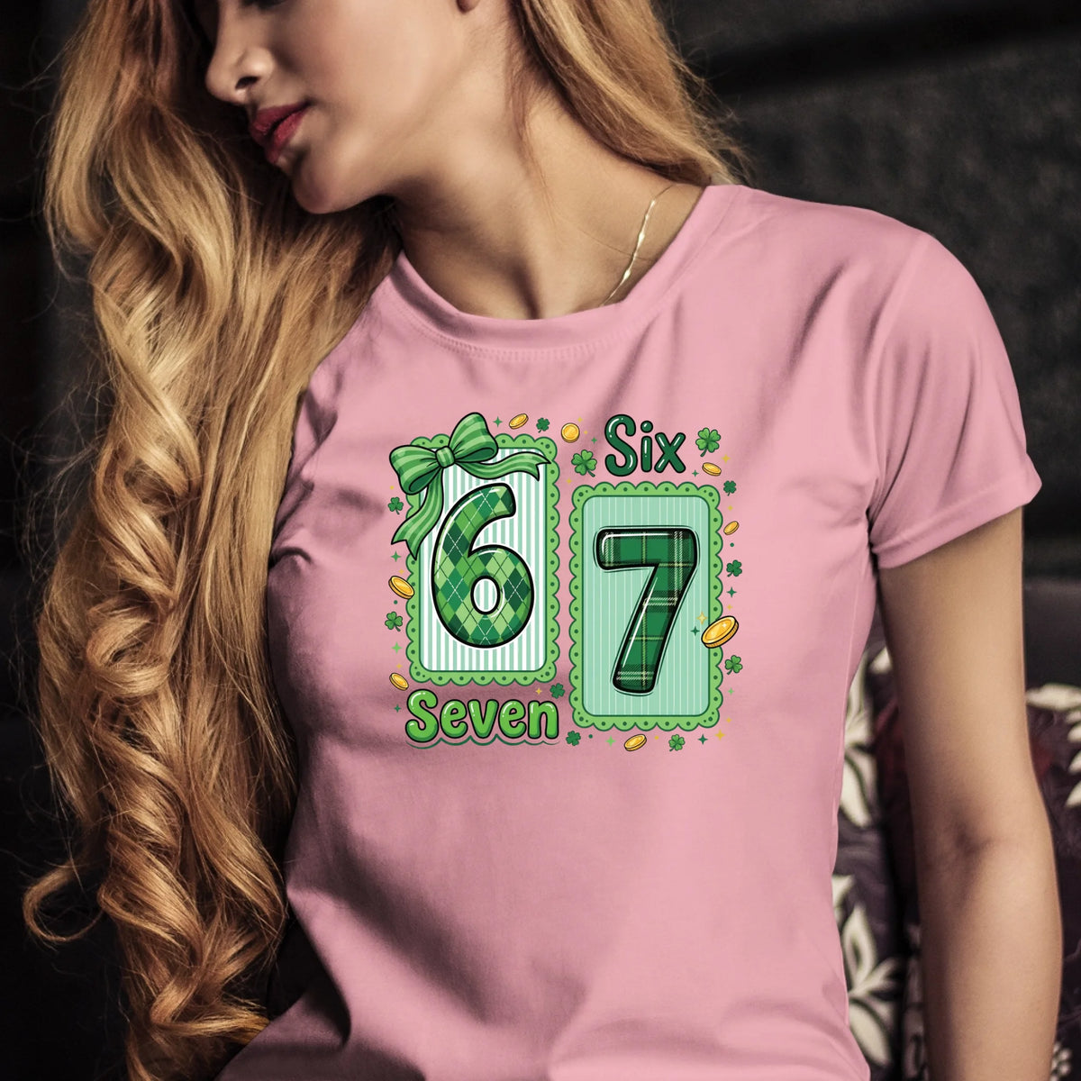 Tričko s potlačou "Six seven" 9714.