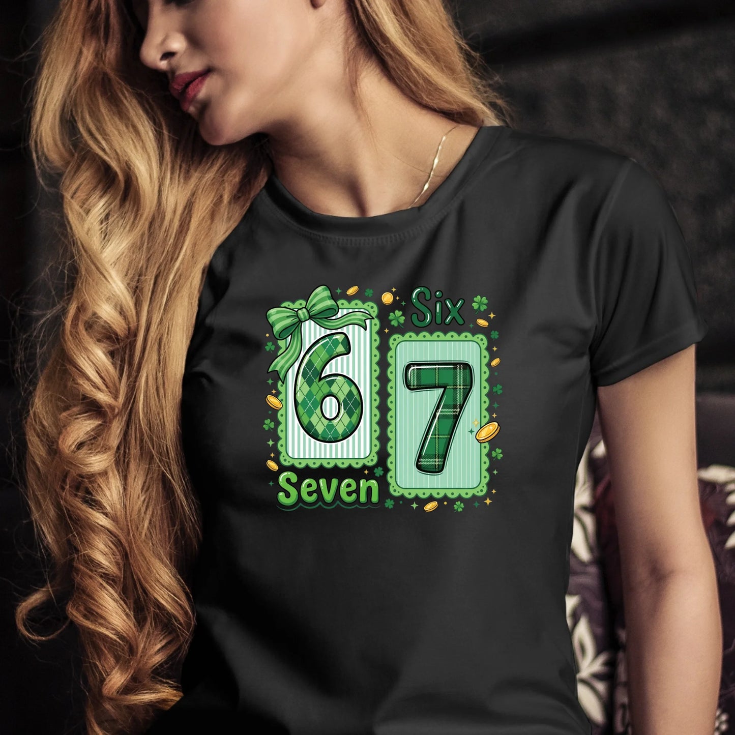 Tričko s potlačou "Six seven" 9714.