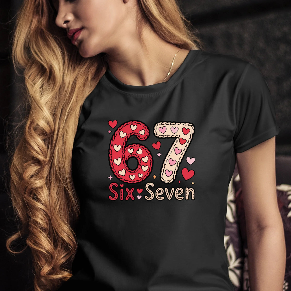 Tričko s potlačou "Six seven" 9715.