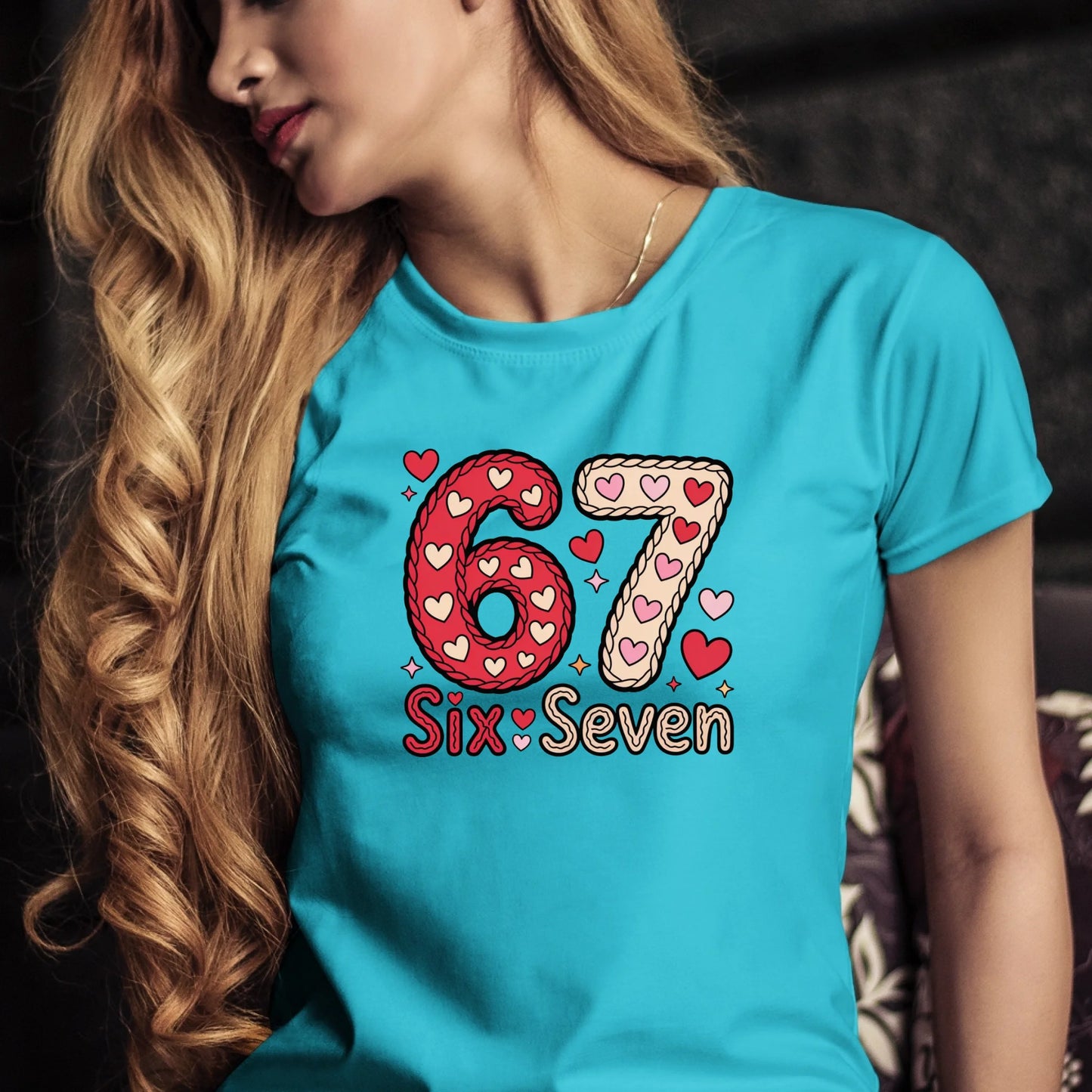 Tričko s potlačou "Six seven" 9715.