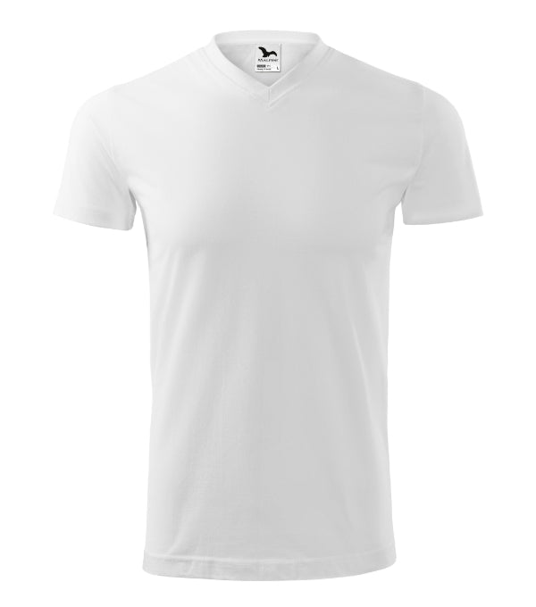 Heavy V-neck tričko unisex tmavosivý melír S
