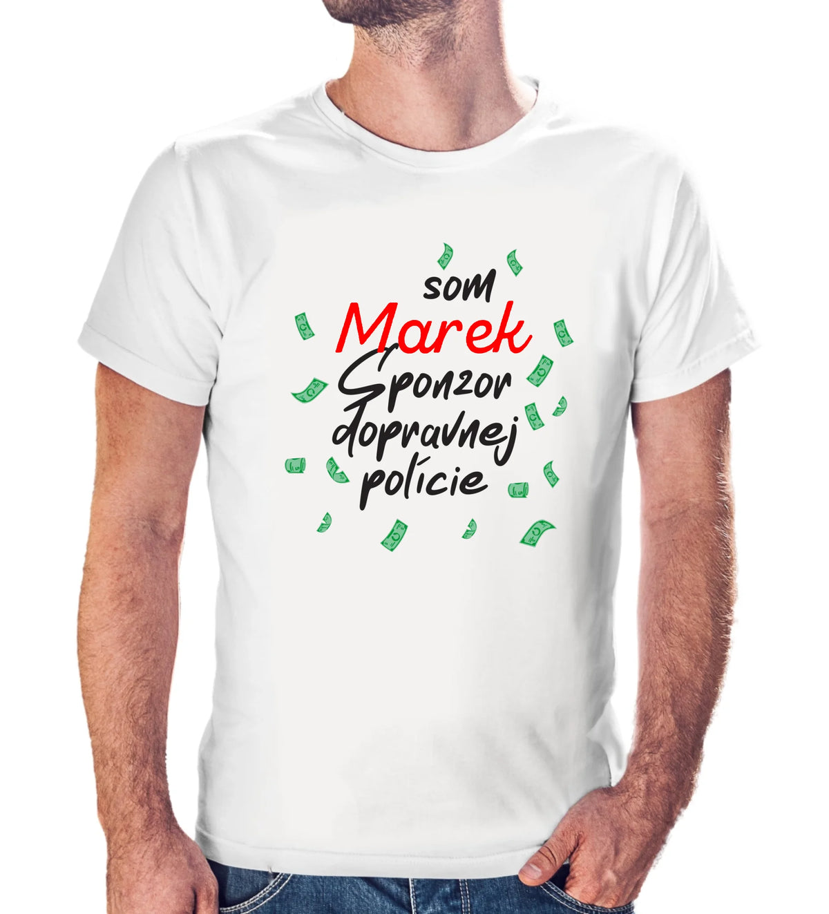 Personalizované tričko s potlačou "Som Marek, sponzor dopravnej polície" 9294.