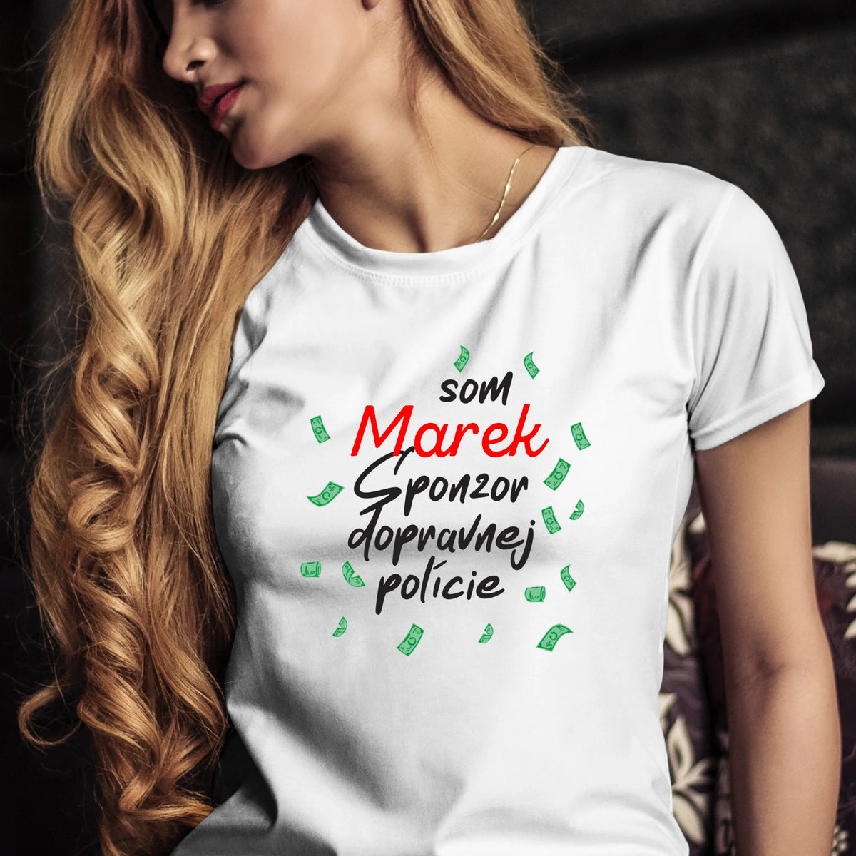 Personalizované tričko s potlačou "Som Marek, sponzor dopravnej polície" 9294.