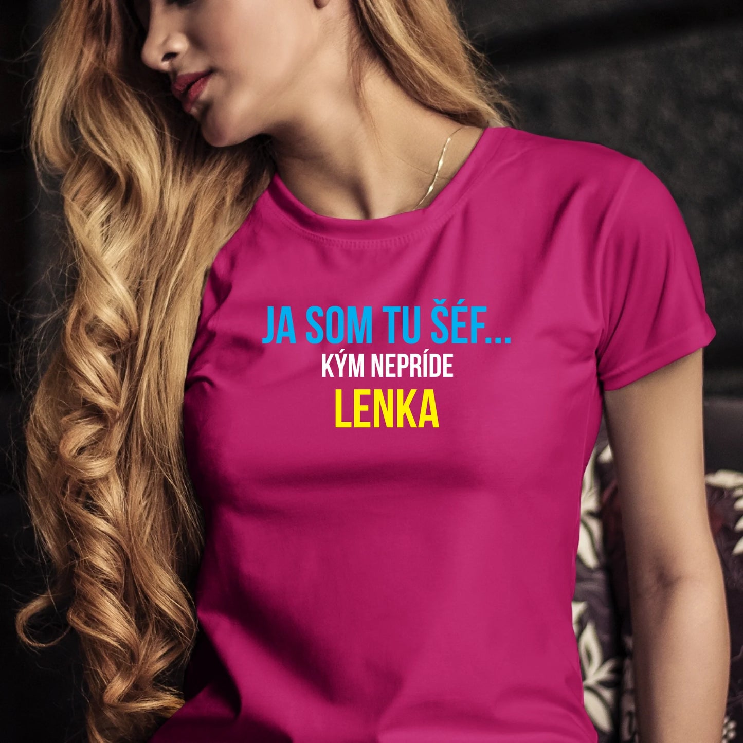 Personalizované tričko s potlačou "Ja som tu šéf, kým nepríde Lenka"  9302.