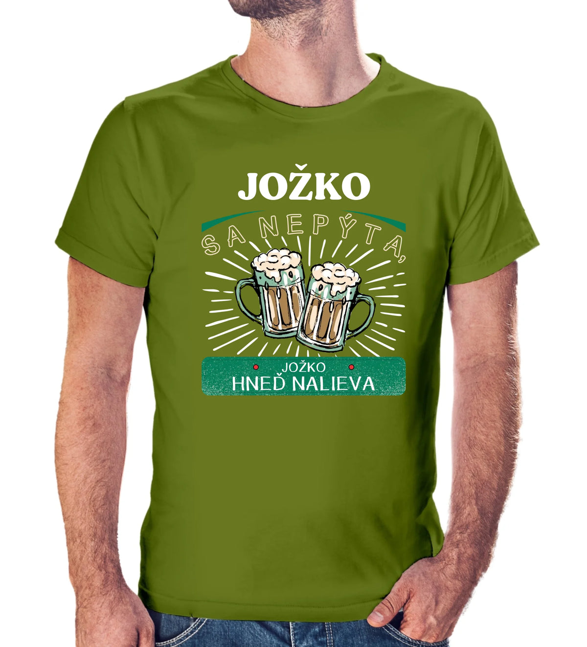 Personalizované tričko s potlačou "Jožko sa nepýta, Jožko hneď nalieva" 9325.