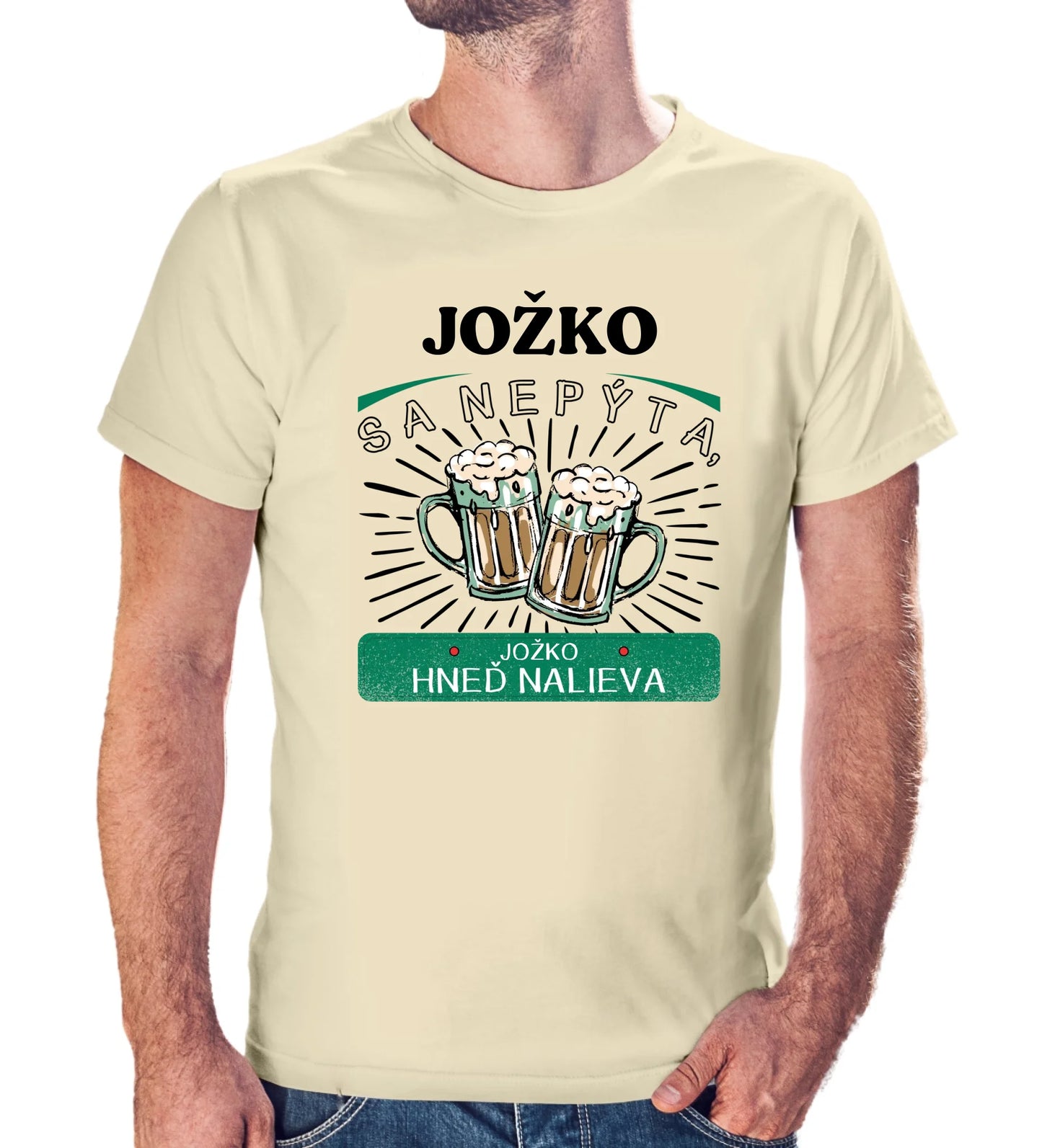 Personalizované tričko s potlačou "Jožko sa nepýta, Jožko hneď nalieva" 9325.
