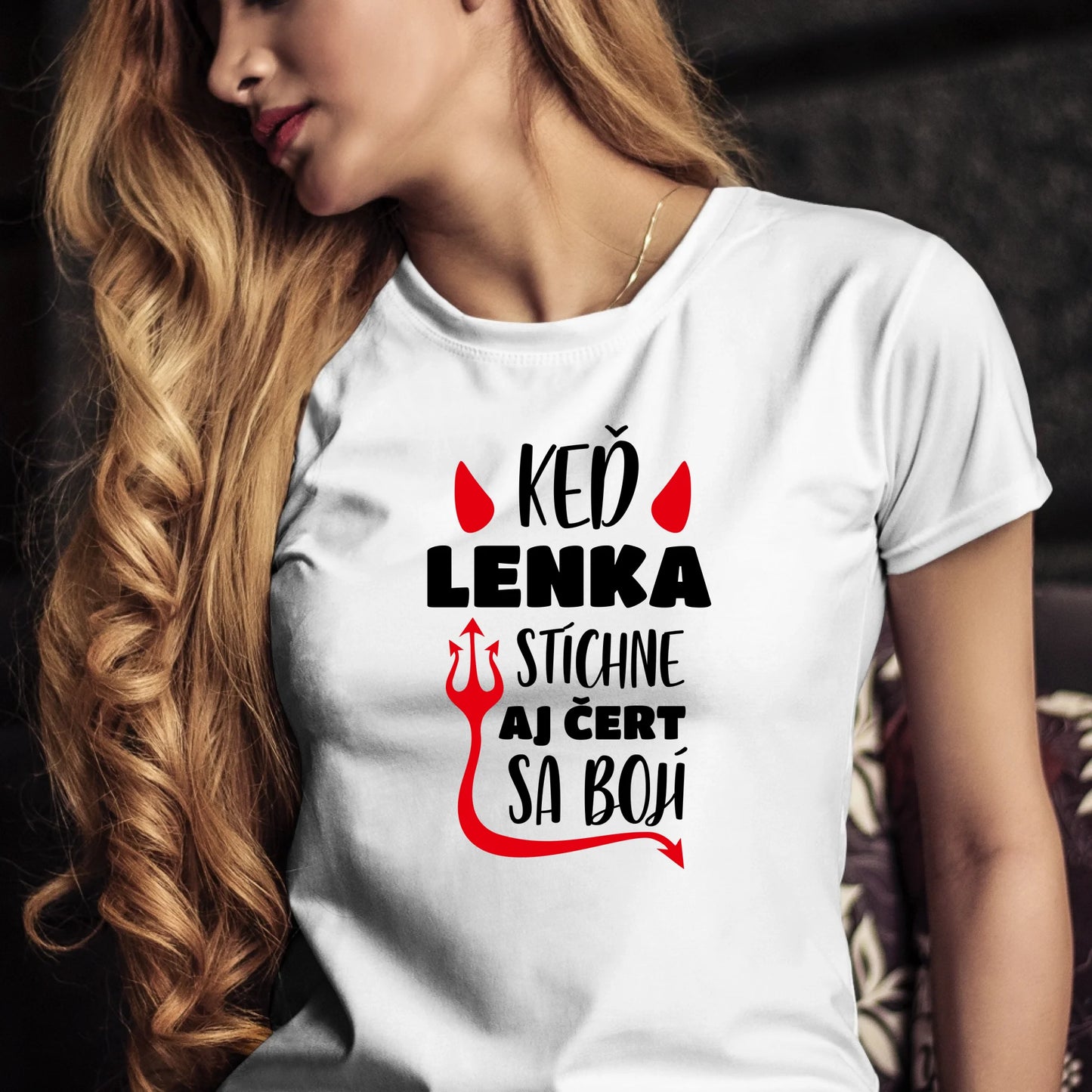 Personalizované tričko s potlačou "Keď Lenka stíchne, aj čert sa bojí" 9326.