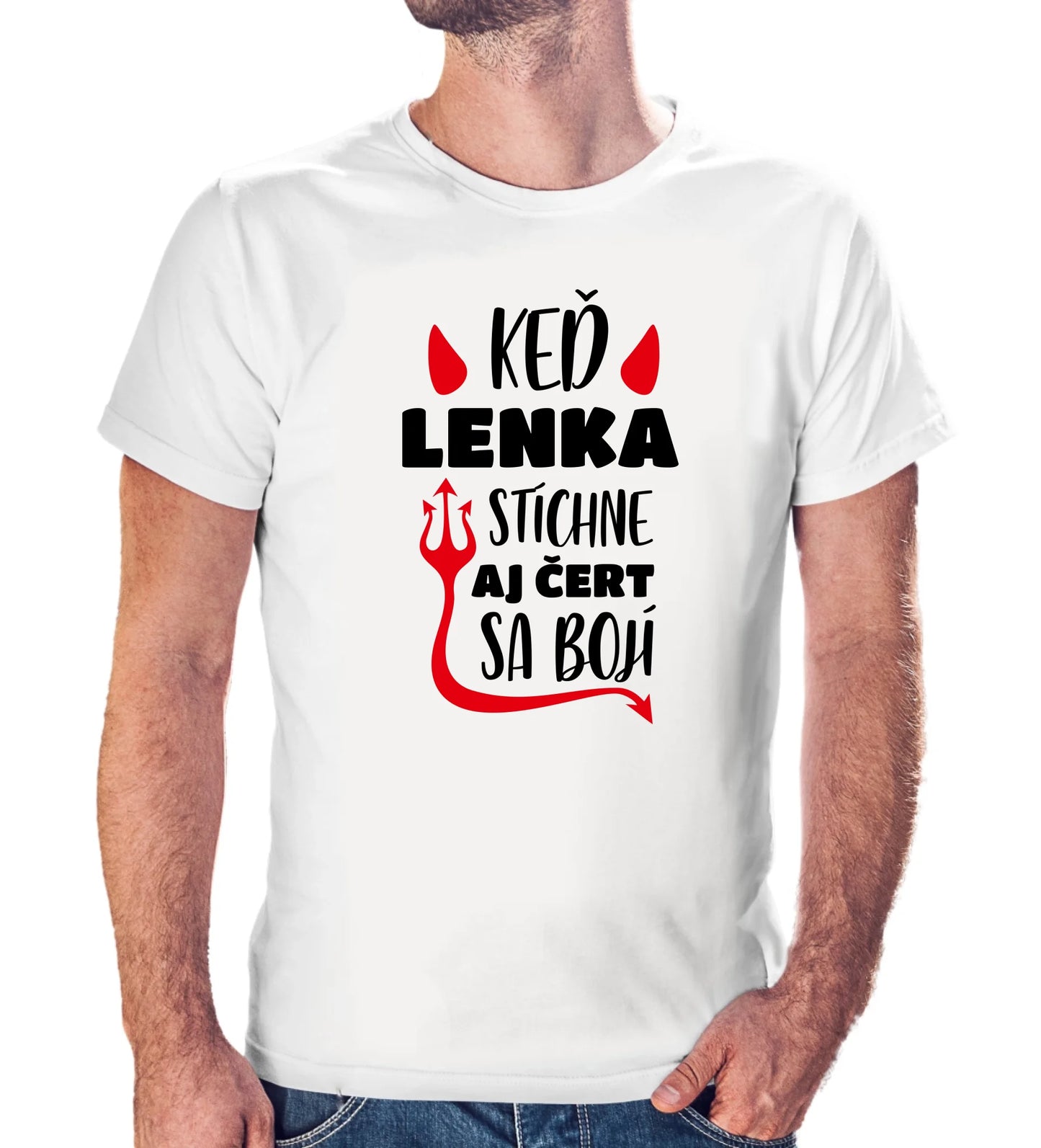 Personalizované tričko s potlačou "Keď Lenka stíchne, aj čert sa bojí" 9326.