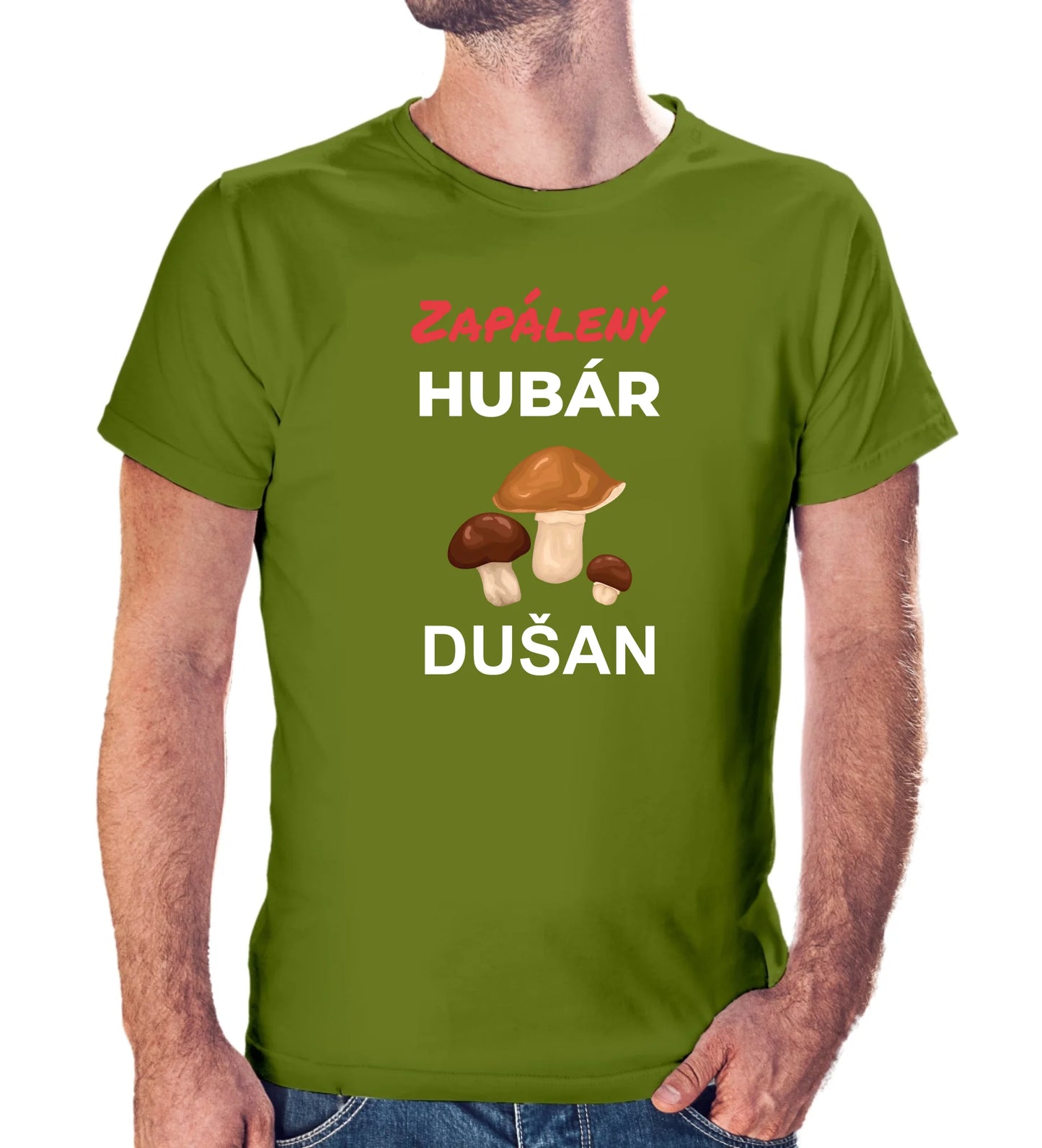 Personalizované tričko s potlačou "Zapálený hubár Dušan" 9617.