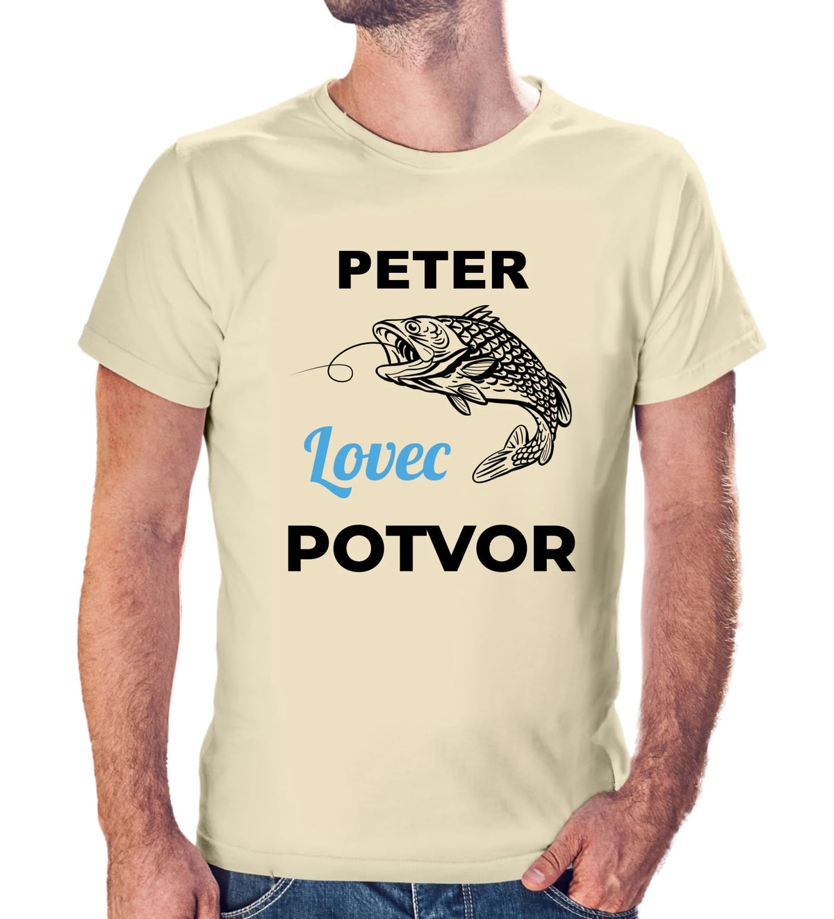 Personalizované tričko s potlačou "Peter lovec potvor" 9618.