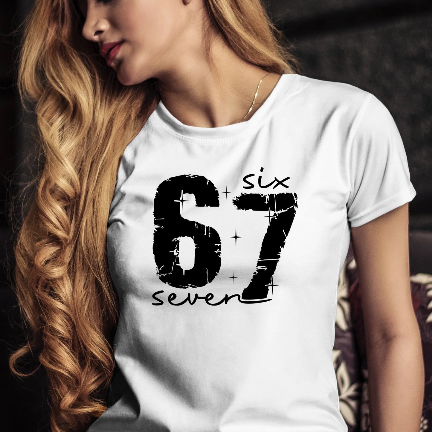 Tričko s potlačou "Six seven" 9711.