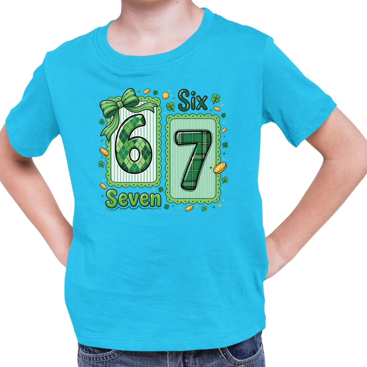 Tričko s potlačou "Six seven" 9714.