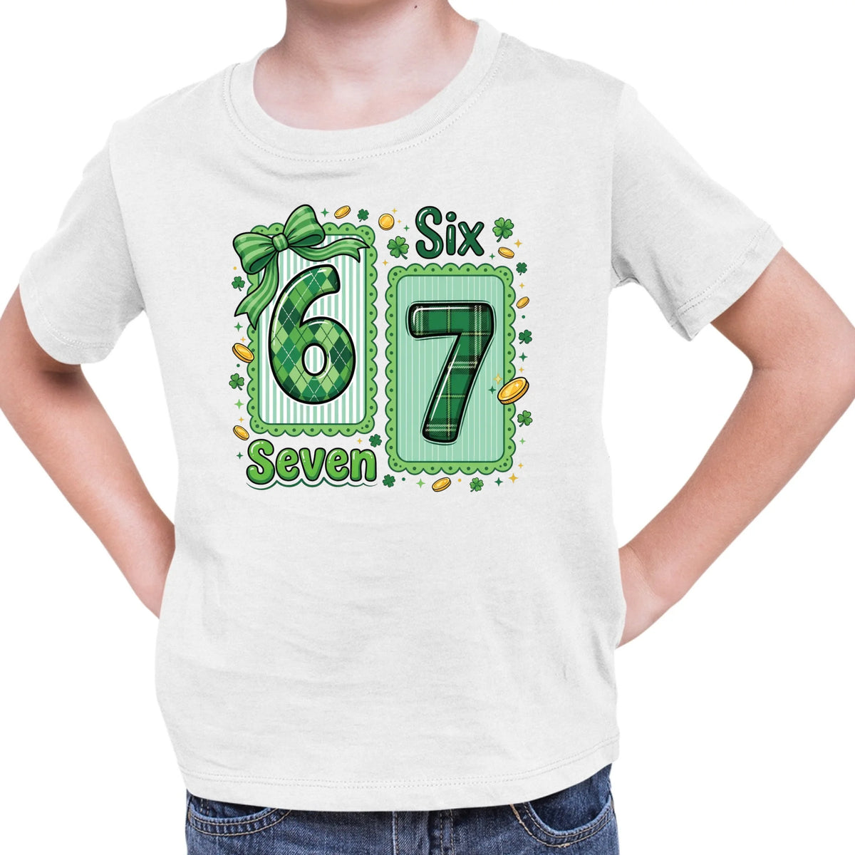 Tričko s potlačou "Six seven" 9714.
