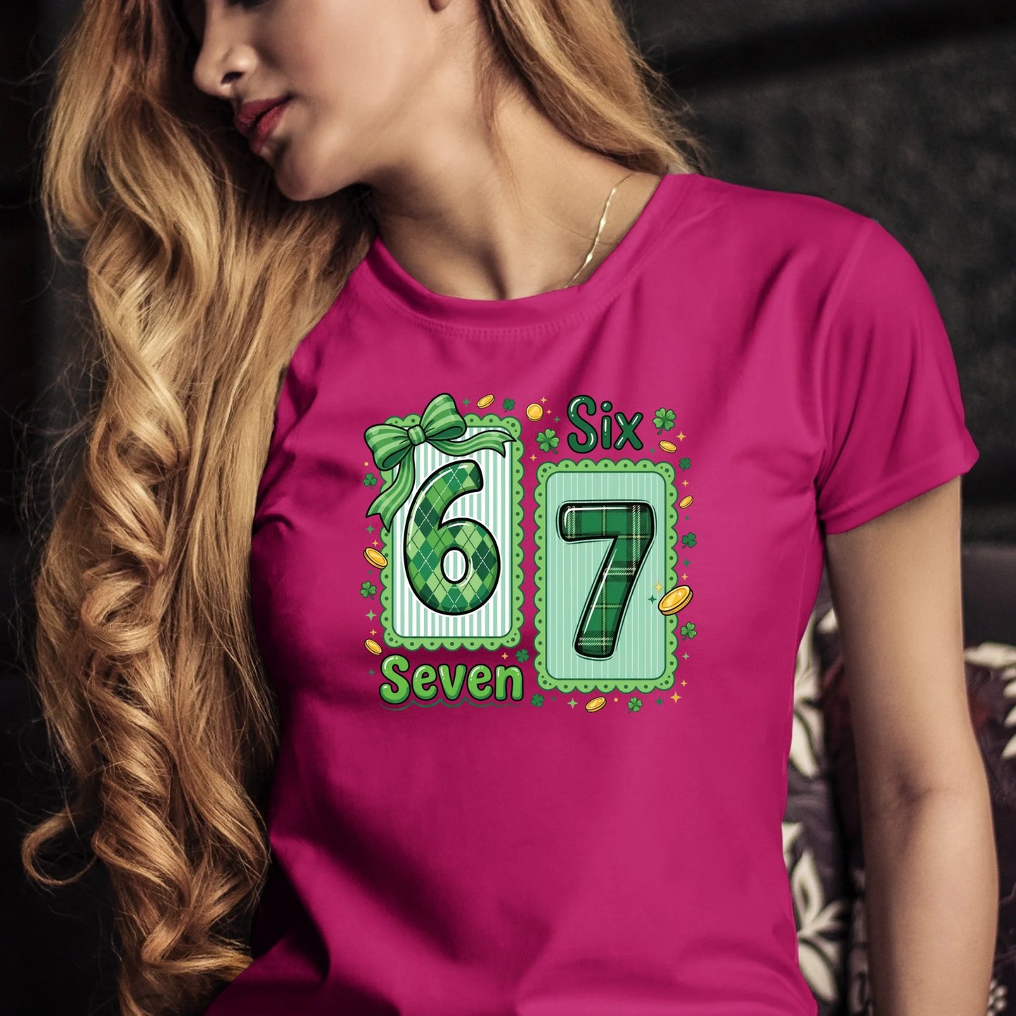Tričko s potlačou "Six seven" 9714.