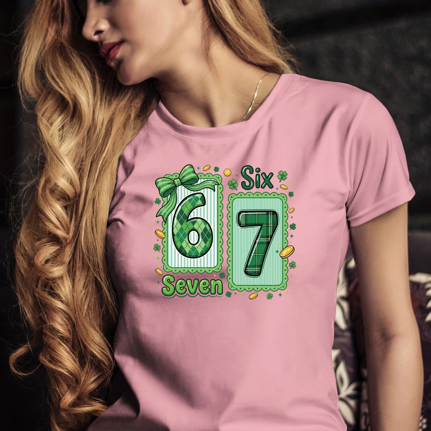 Tričko s potlačou "Six seven" 9714.