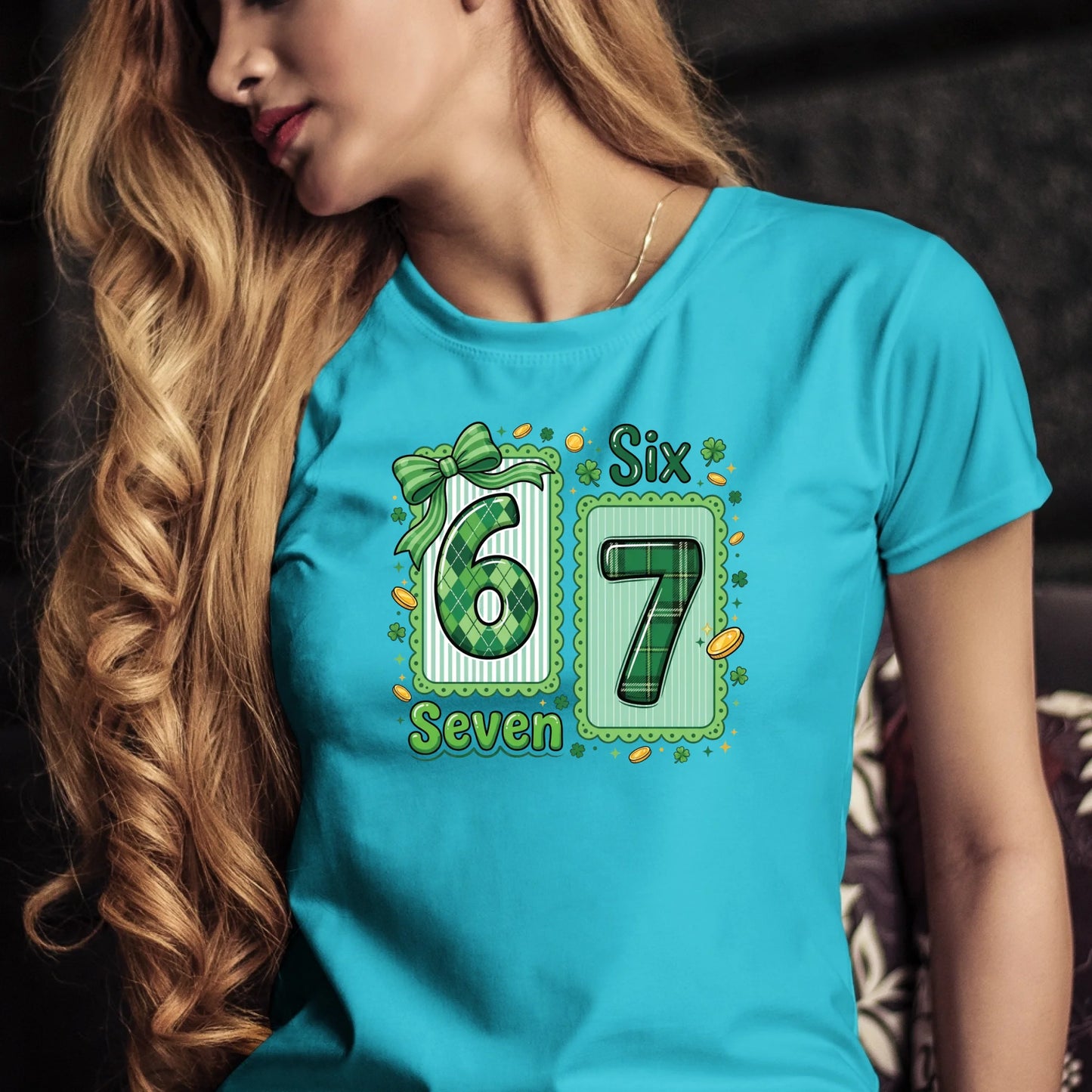 Tričko s potlačou "Six seven" 9714.