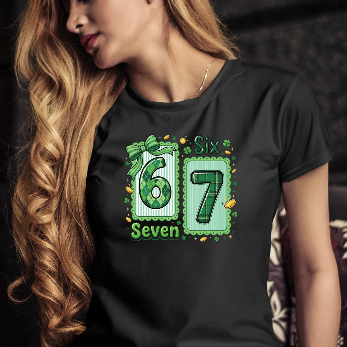 Tričko s potlačou "Six seven" 9714.