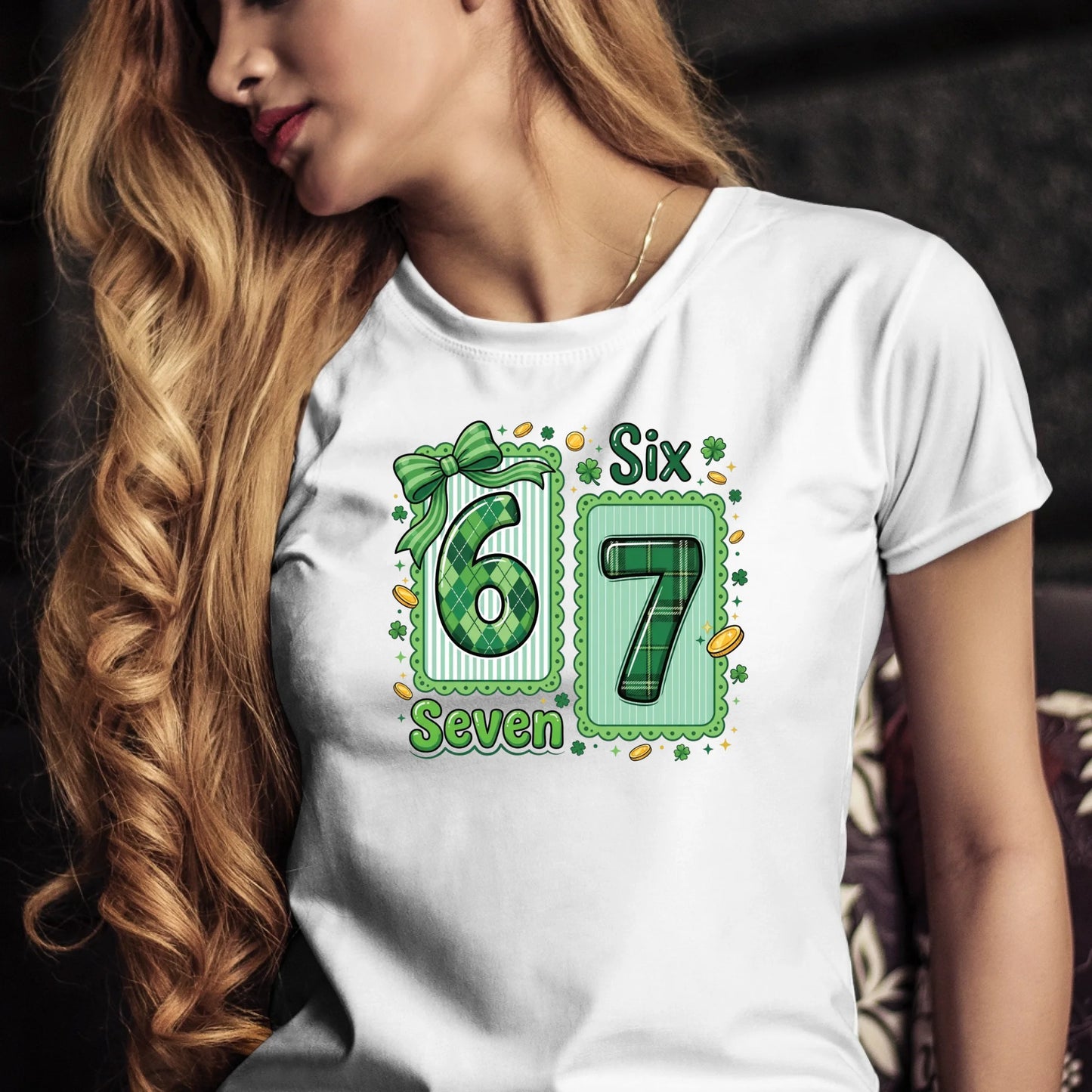 Tričko s potlačou "Six seven" 9714.