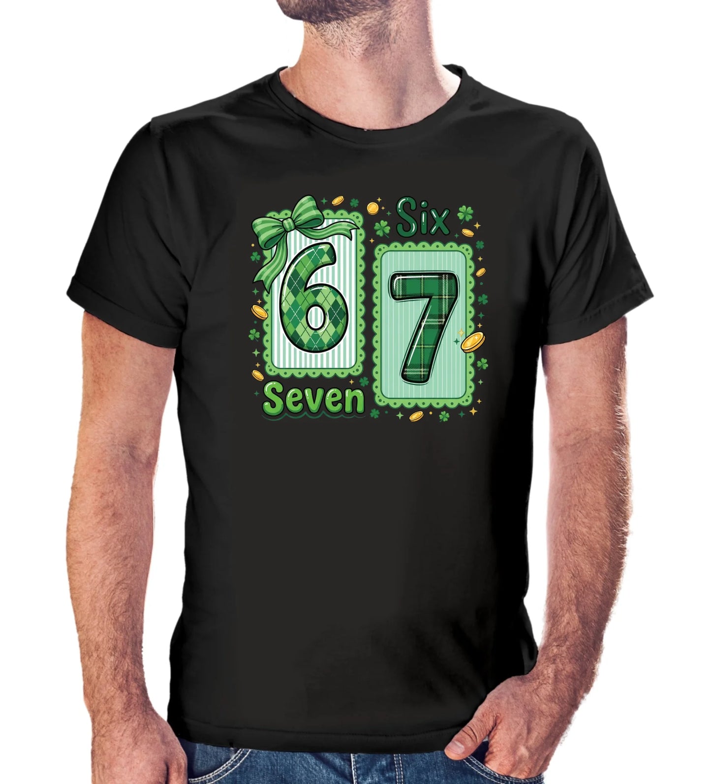 Tričko s potlačou "Six seven" 9714.