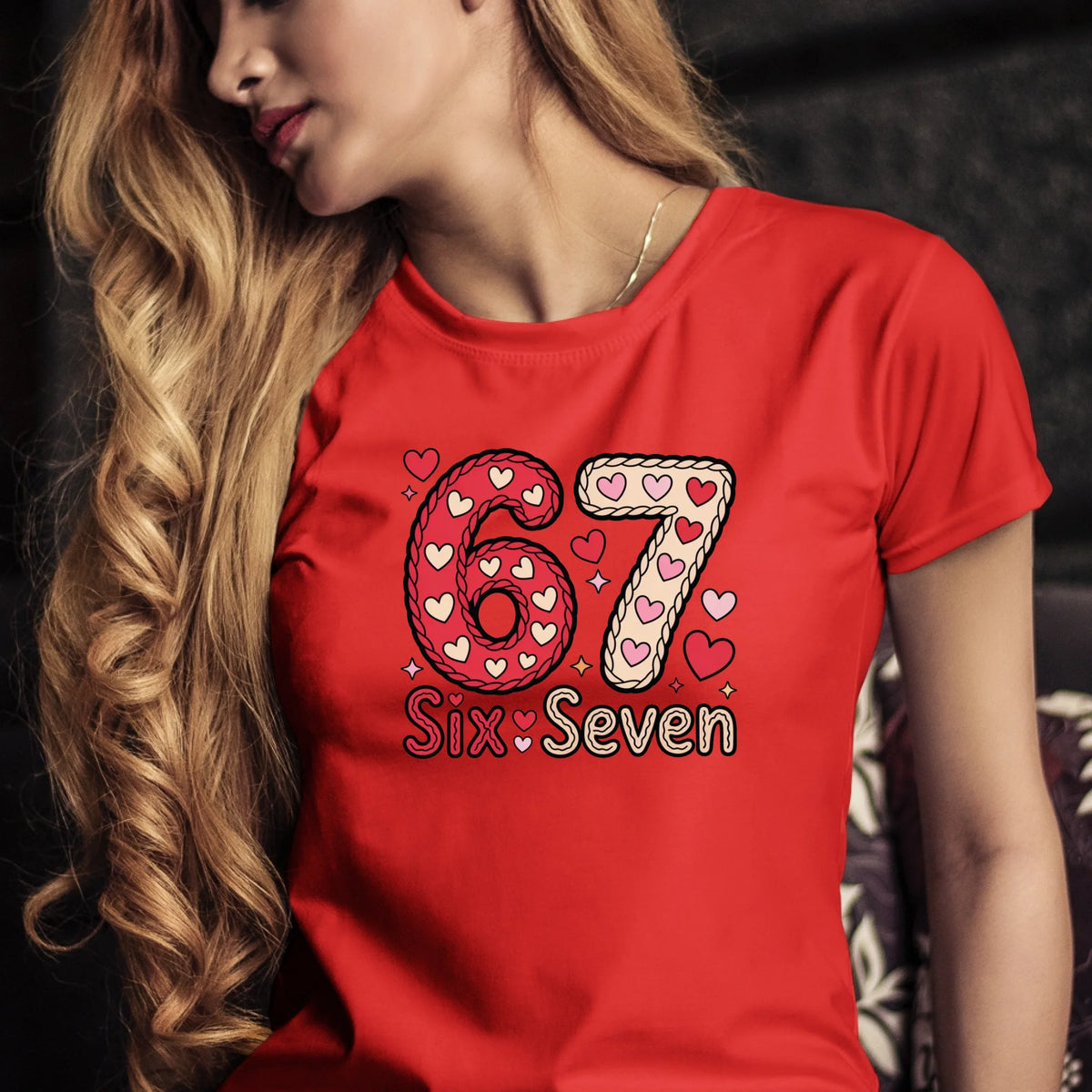 Tričko s potlačou "Six seven" 9715.