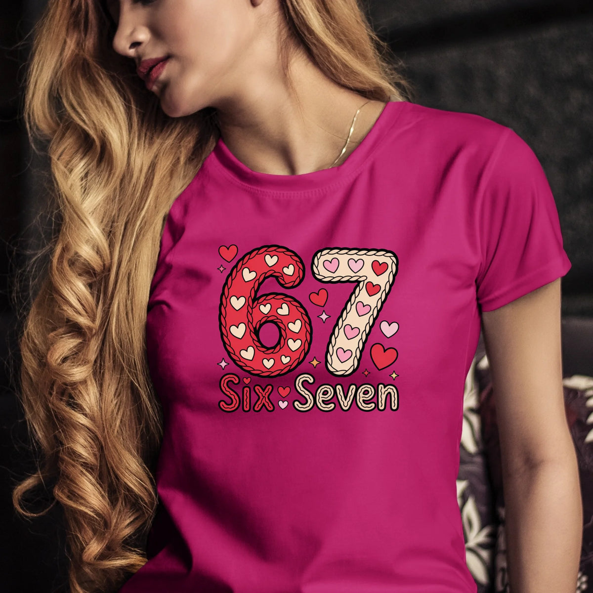 Tričko s potlačou "Six seven" 9715.